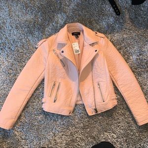 Blush faux leather jacket 🌸✨